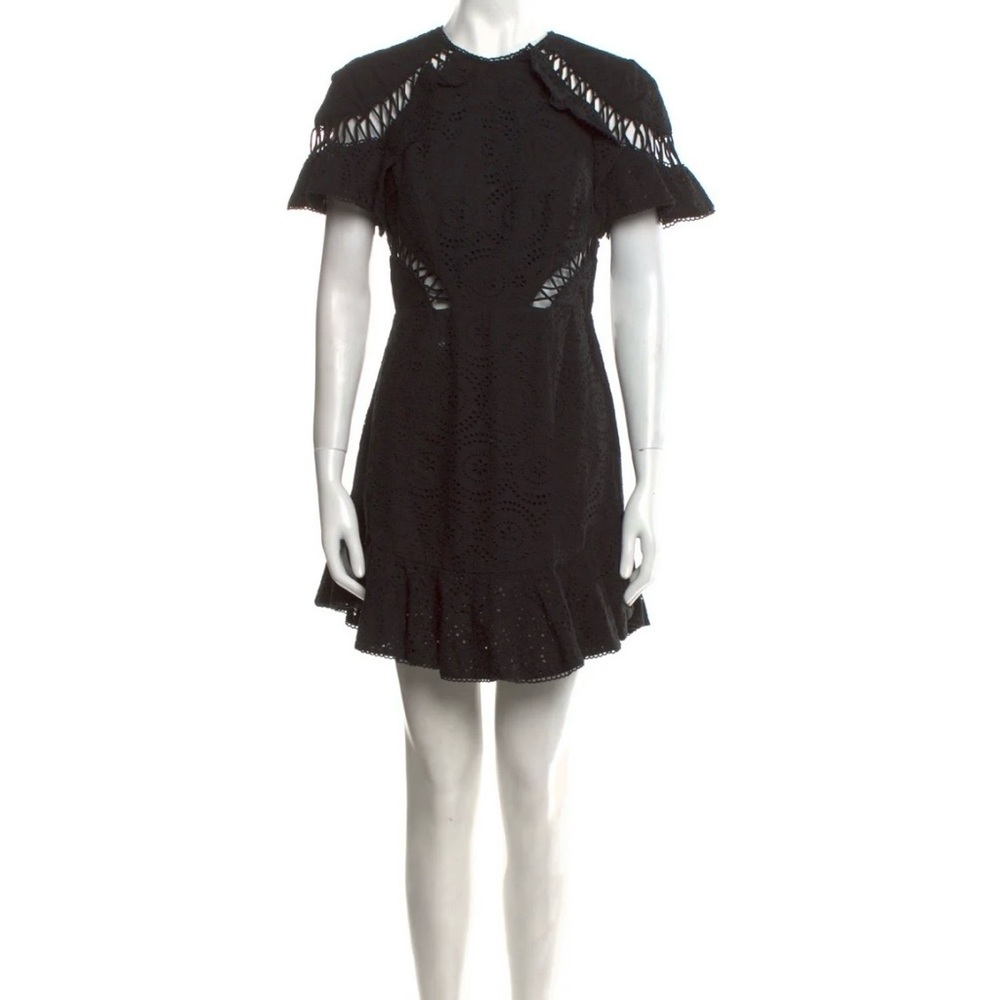 Zimmerman Black linen & Lattice detail Dress AU2 US6-8 S or M like new Offers OK